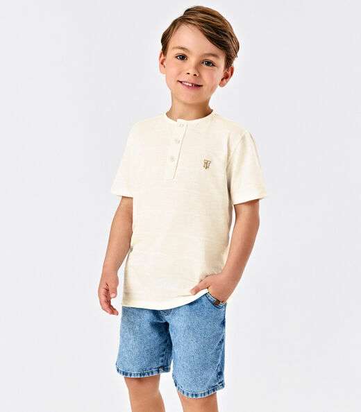 Conjunto Camiseta Com Bermuda Trick Nick Bege