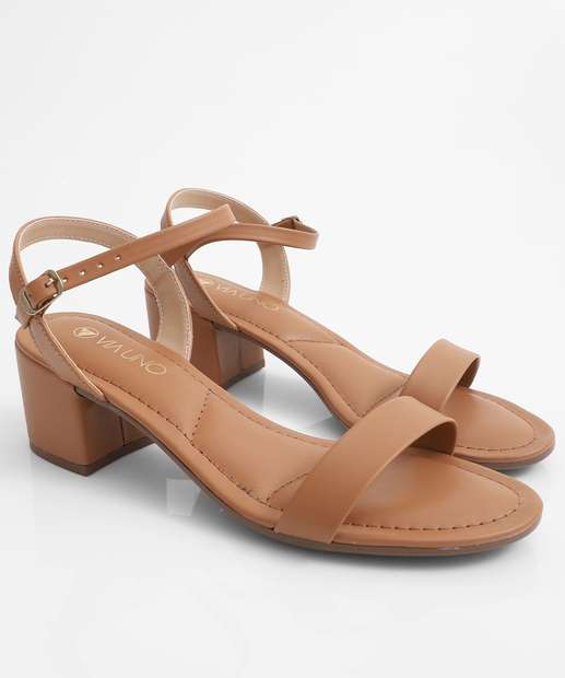 Sandália Feminina Salto Grosso Via Uno Marrom