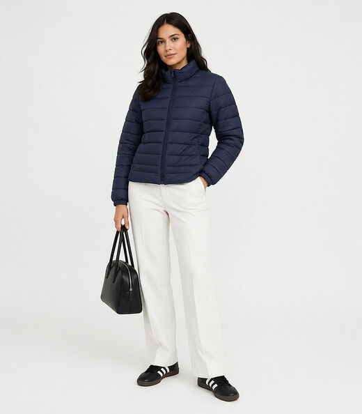 Jaqueta Puffer Feminina Peluciada Sea Surf Azul
