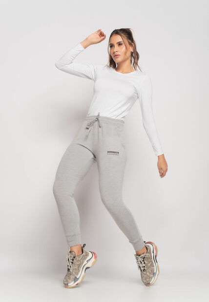 Blusa Esportiva Manga Longa e Gola Redonda Malha Branca Salvatore