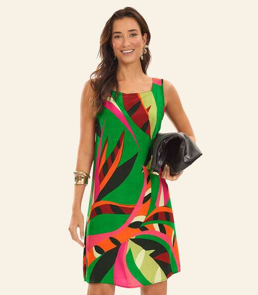 Vestido Curto Viscose Kyara Feminio Rovitex Verde