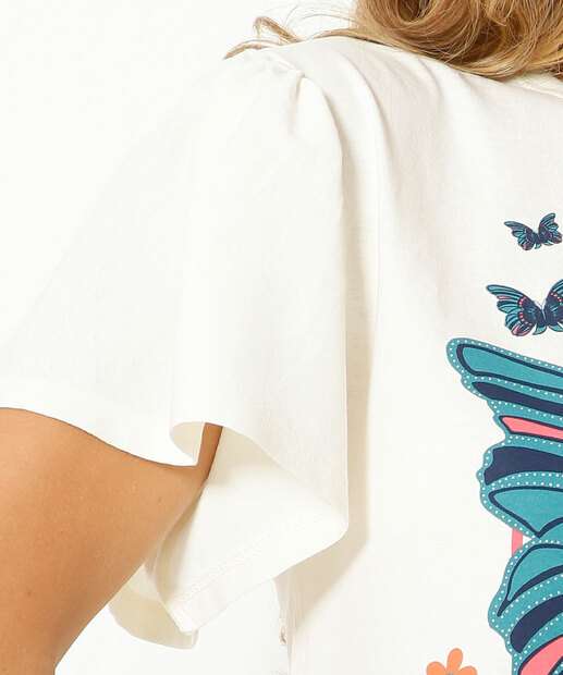 Blusa Cropped Feminina Manga Curta Marisa