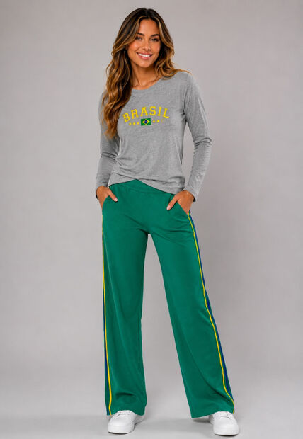 Blusa Malha Comfy Brasil Manga Longa Mescla Salvatore