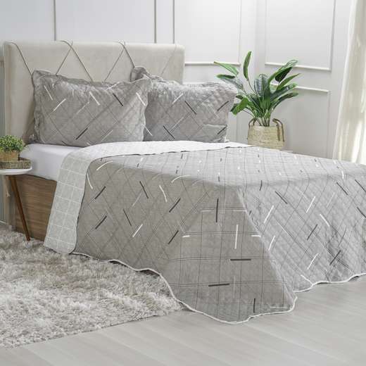 Jogo Cobre-leito Dupla Face Queen Bene Casa Bege