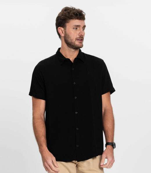Camisa Masculina Manga Curta Diametro Preto