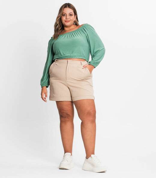 Blusa Ciganinha Feminina Plus Size Secret Glam Verde
