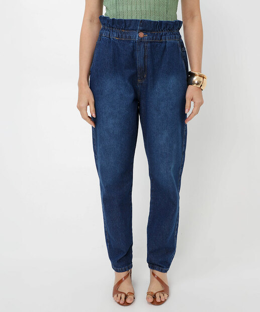 Calça Jeans Feminina Clochard Bolsos Azul
