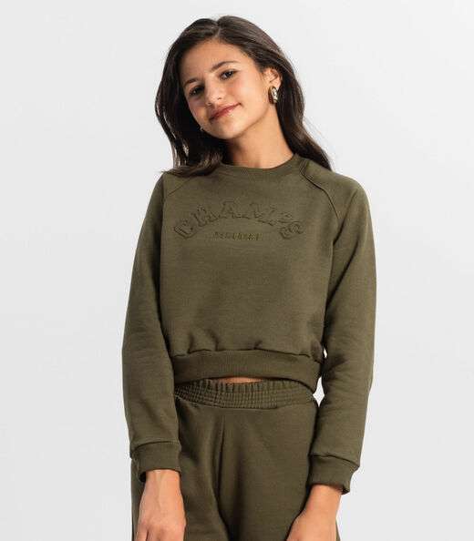 Blusão Juvenil Feminino Em Moletom Minty Verde