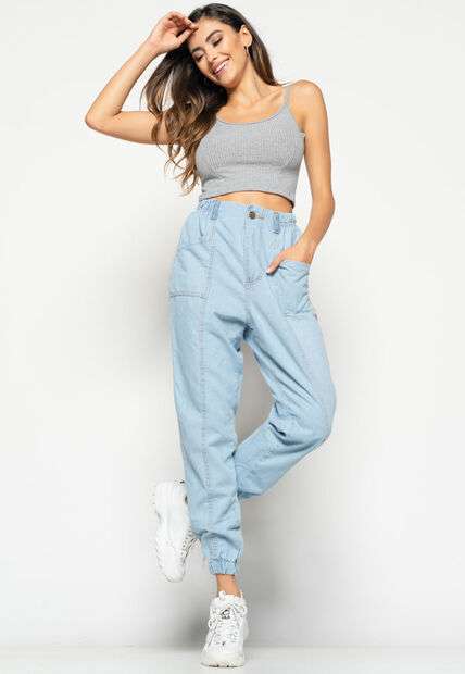 Cropped  Alça Fina Canelado Mescla Salvatore Fashion