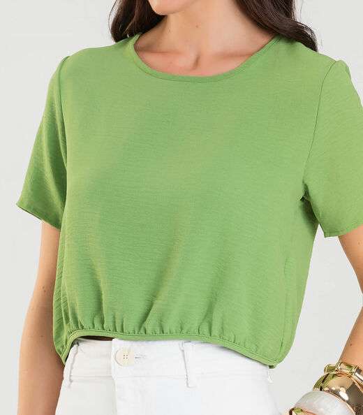 Blusa Feminina Manga Curta Infinita Cor Verde