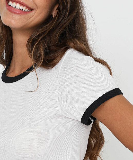 Blusa Cropped Feminina Canelada Marisa Off White
