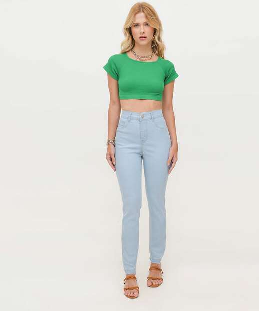 Calça Jeans Feminina Cigarrete Barra Desfiada