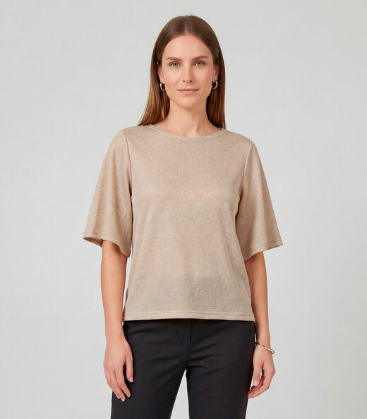 Image_Blusa Feminina Manga Gôde Ampla Infinita Cor Bege