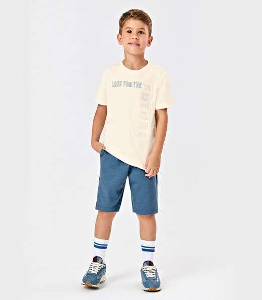 Conjunto Infantil Camiseta Com Bermuda Trick Nick Bege