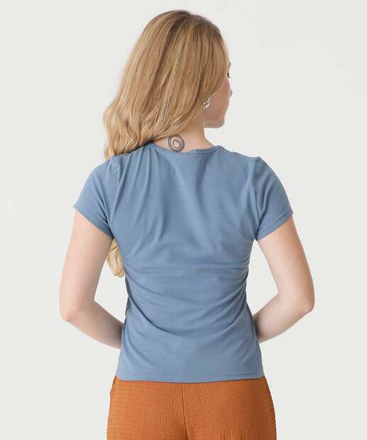 Blusa Feminina Básica Cotton Manga Curta Marisa