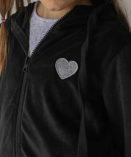 Conjunto Infantil Plush Capuz Marisa Tam 4 a 10 Preto