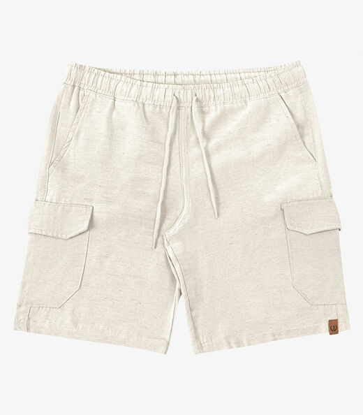 Bermuda Masculina Sarja Cargo Com Elástico Shift Bege