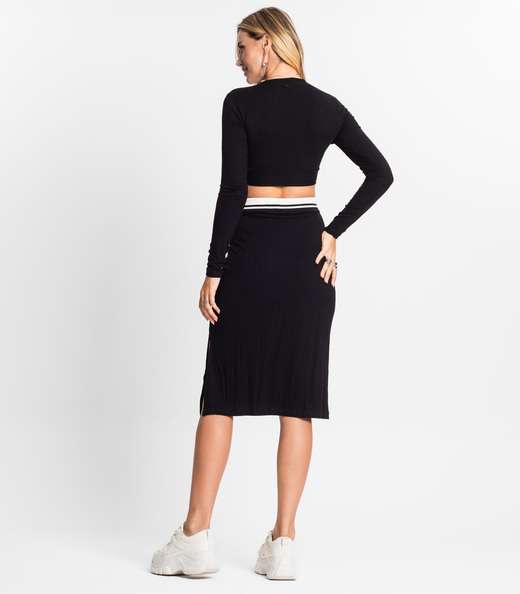 Conjunto Feminino Blusa Com Saia Endless Preto