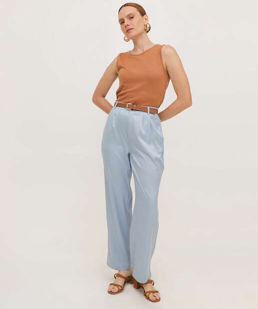 Calça Feminina Reta Alfaiataria Marisa Azul