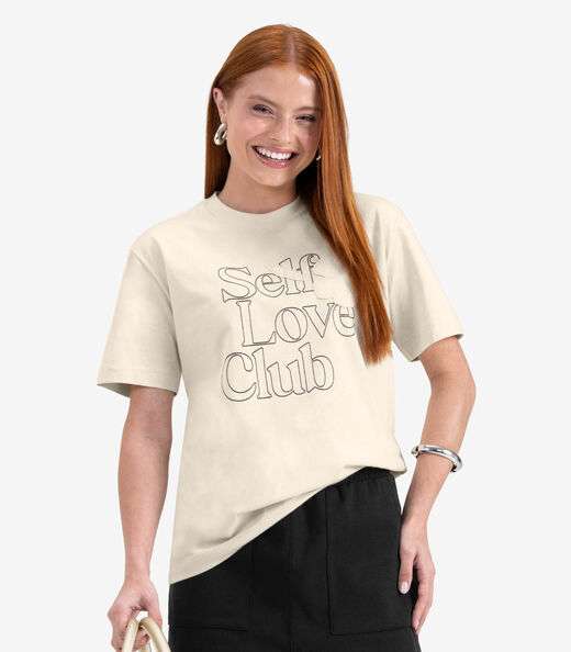 Camiseta Juvenil Manga Curta em Meia Malha Minty Bege