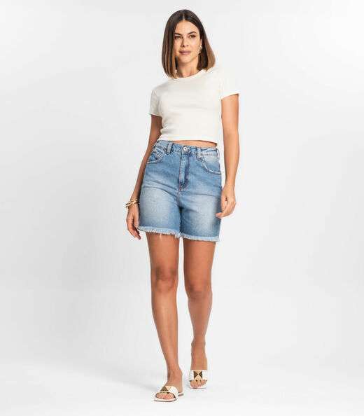 Blusa Cropped Ribana Básica Rovitex Bege