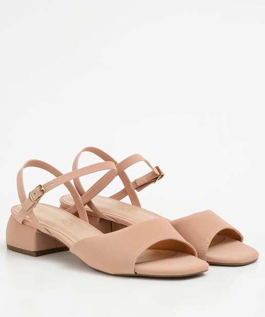 Sandália Salto Grosso Feminina Nobuck Via Uno 