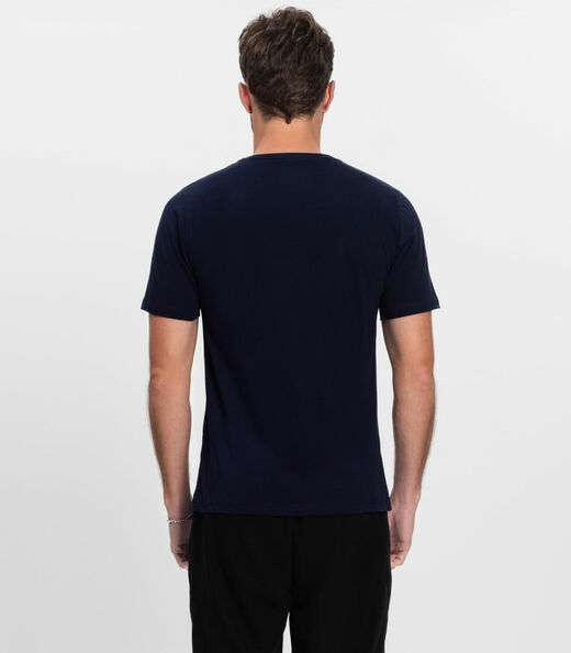 Camiseta Masculina Básica Meia Malha Diametro Azul