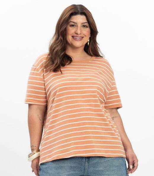 Blusa Feminina Plus Size Gola Redonda Secret Glam Marrom