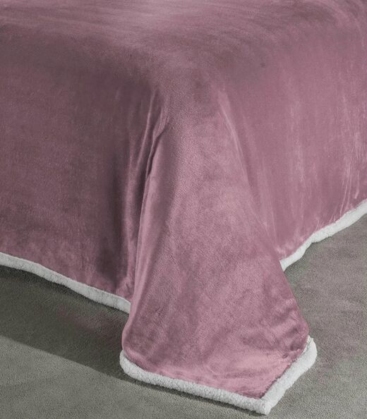 Cobertor Sherpa Dupla Face Queen Lar E Lazer Rosa