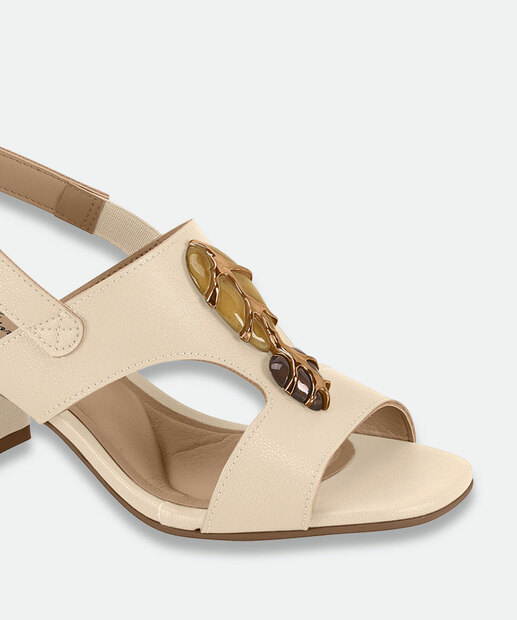 Sandália Feminina Salto Grosso Modare Bege