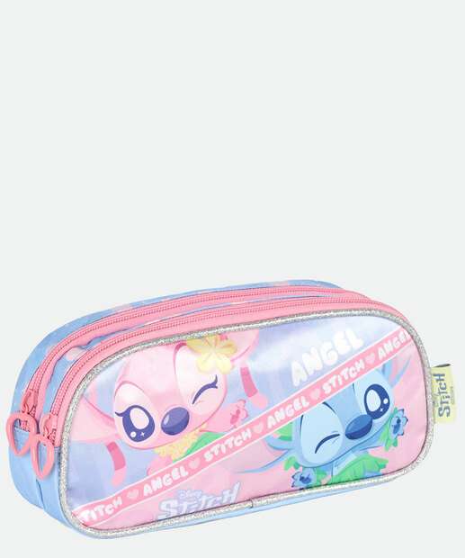 Estojo Escolar Infantil Stitch e Angel Disney
