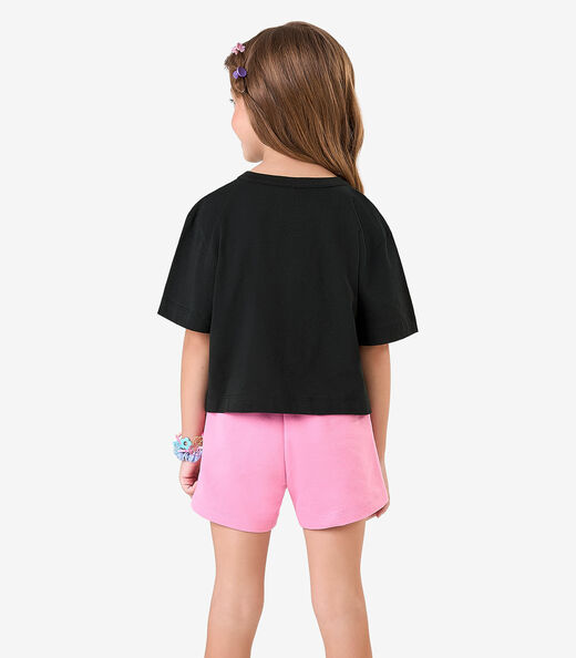 Conjunto Blusa com Shorts Meia Malha Rovi Kids Preto
