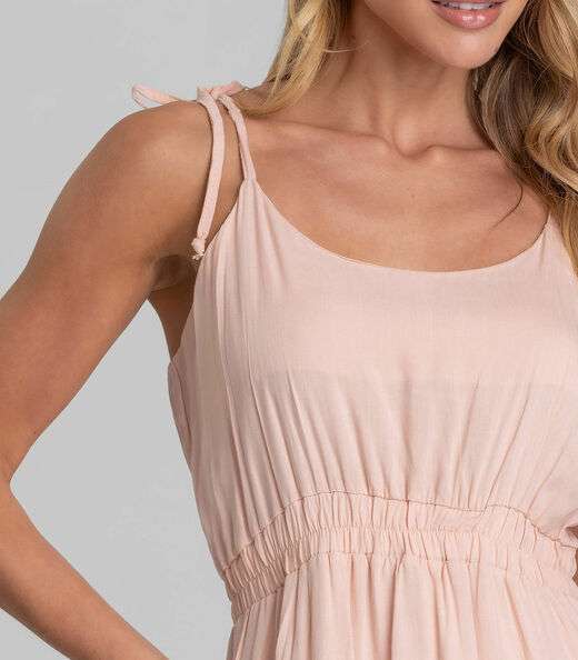 Vestido Curto Feminino De Alça Em Viscose Dianna Marrom