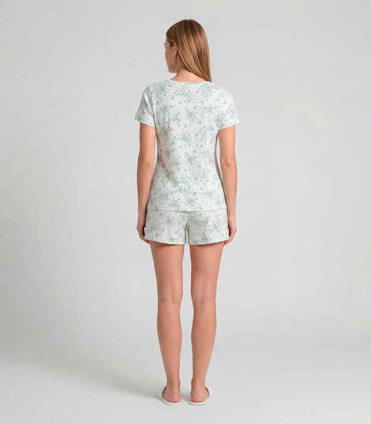 Pijama Feminina Short E Blusa Infinita Cor Bege