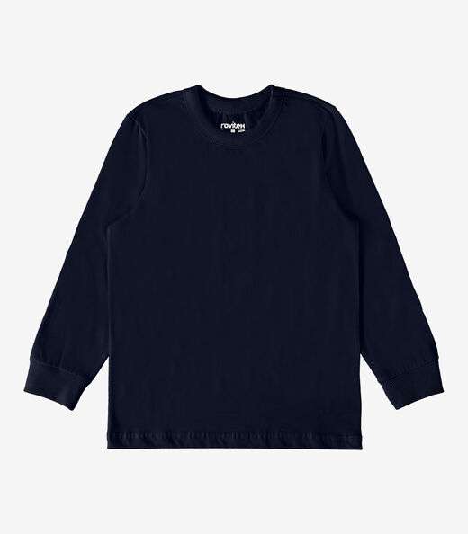 Camiseta Manga Longa Básica Rovitex Kids Azul