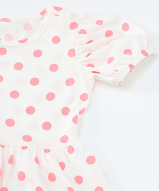 Vestido Infantil Poá Hello Kitty Tam 1 a 3 Off White