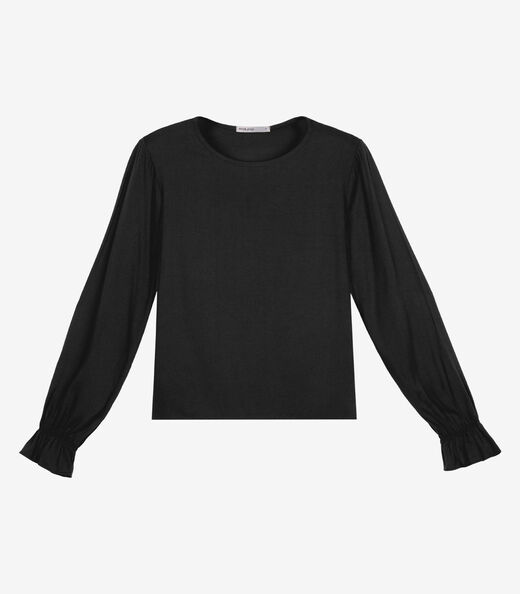 Blusa Feminina Manga Longa Com Lastex Endless Preto