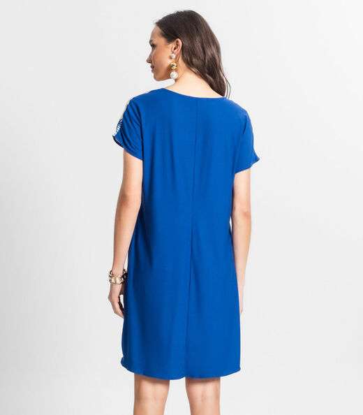Vestido De Poly Light Feminino Estampado Endless Azul