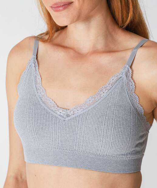 Sutiã Top Sem Costura Com Bojo Removível Renda Marisa