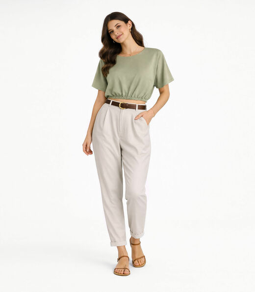 Blusa Feminina Elástico Na Cintura Infinita Cor Verde