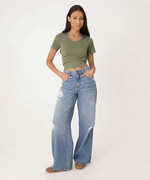 Blusa Cropped Feminina Sem Costura Canelada Marisa