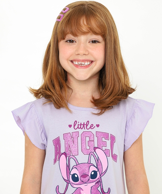 Vestido Infantil Angel Babados Disney Tam 4 a 10 Lilás