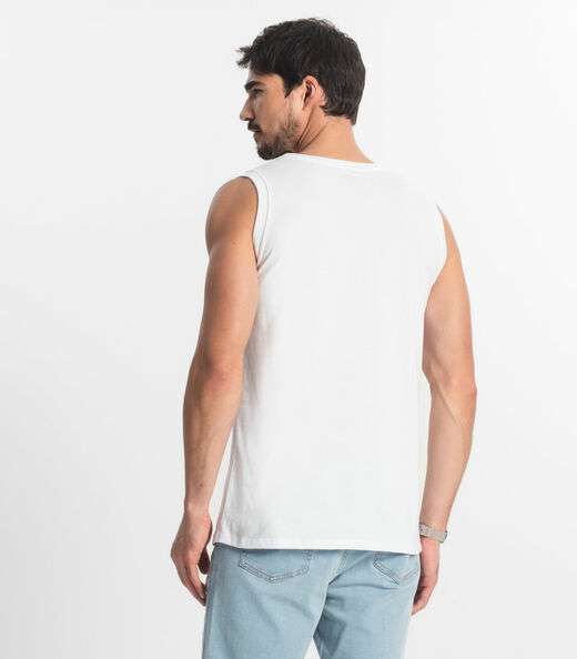 Regata Masculina Básica Meia Malha Diametro Branco