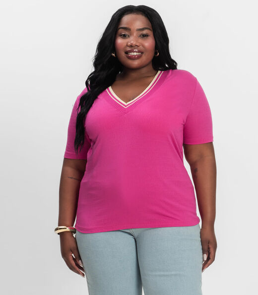 Image_Blusa Manga Curta Pluz Size Secret Glam Rosa