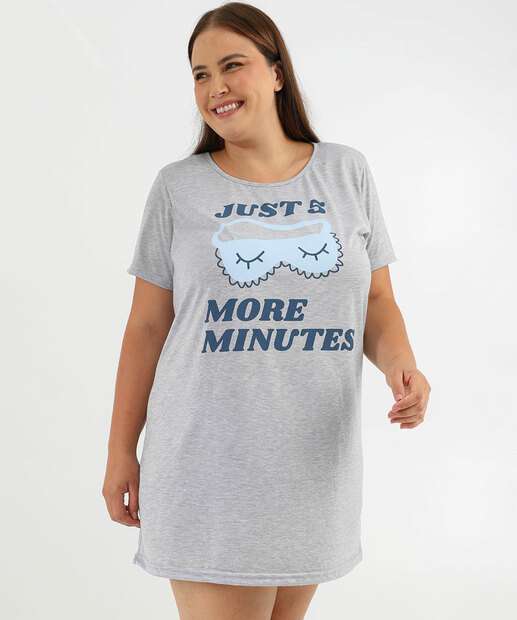 Image_Camisola Plus Size Estampa Frase Marisa Cinza