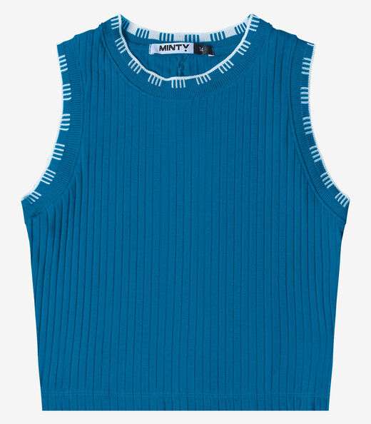 Regata Ribana Canelada Feminina Minty Azul