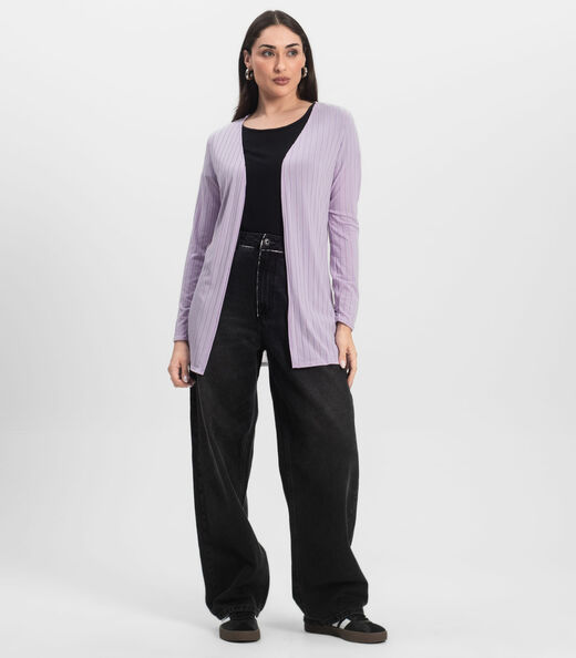 Cardigan Feminino Canelado Infinita Cor Roxo
