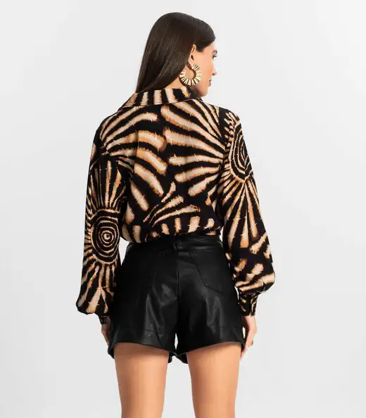 Camisa de Viscose Manga Longa Endless Preto