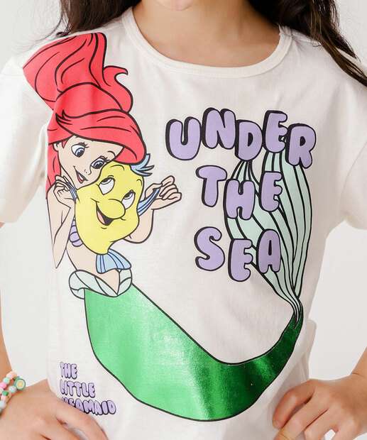 Camiseta Infantil Estampa Ariel Disney Tam 4 a 10