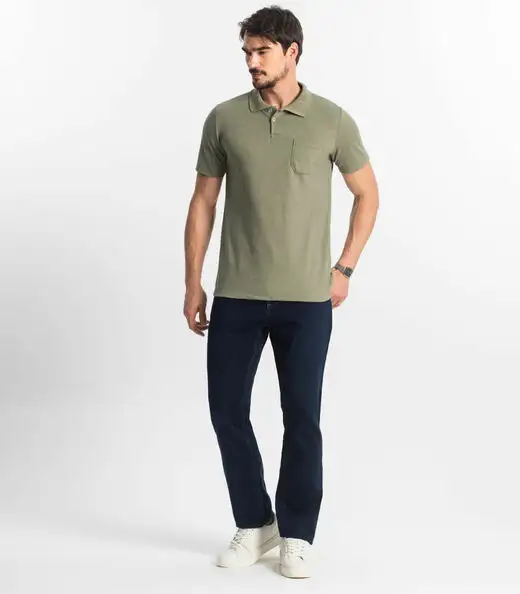 Polo Masculina Pique Diametro Verde